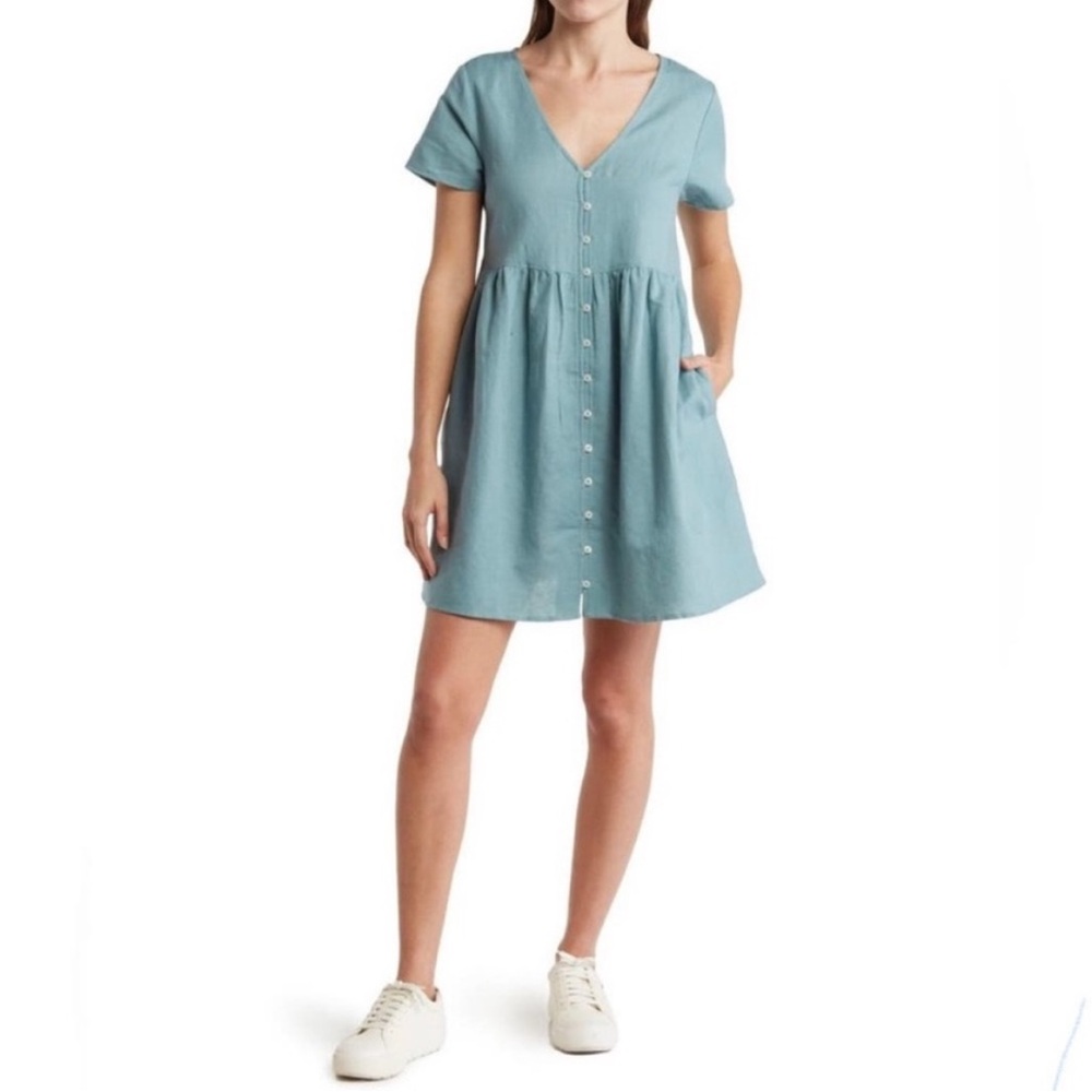 Madewell Blue Button Down Babydoll Sundress
